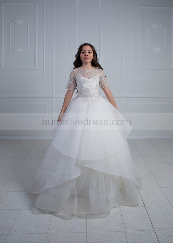 Glitter Lace Tulle Chic Flower Girl Dress